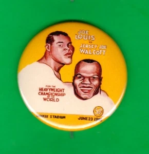 1948 Retro STYLE Joe LOUIS Joe WALCOTT Boxing CHAMPIONSHIP 2-1/4" RP PIN - Picture 1 of 2
