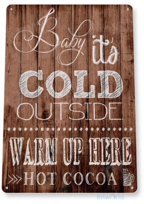 TIN SIGN Hot Cocoa Chocolate Coffee Shop House Rustic Chocolate Sign B437 - Image 1 of 2