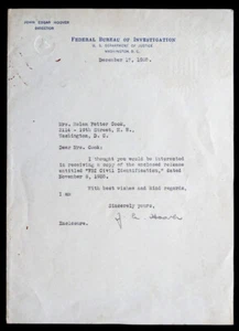 1935 Vintage J EDGAR HOOVER Signed Autograph on FBI LETTER with PSA/DNA COA - Picture 1 of 2