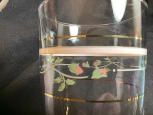 Lenox Rose Manor Glass Tumblers 16 oz Pink Flowers Gold Bands EUC 1 Each - Picture 1 of 3