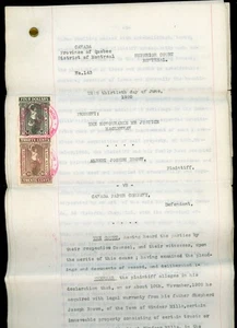 SELLOS DE LA LEY DE QUEBEC DE CANADÁ 1912 #QL58+68 EN DOCUMENTO DE JUICIO JUDICIAL DE 1920 (17 PÁGINAS) - Imagen 1 de 3