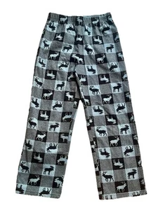Komar Kids Boys Gray Moose Plaid Fleece Pajama Lounge Pants Size Medium (8) - Picture 1 of 3
