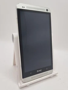 HTC One M7 Silver 32GB Android Smartphone Cracked Faulty Spares & Repairs #E - Afbeelding 1 van 14