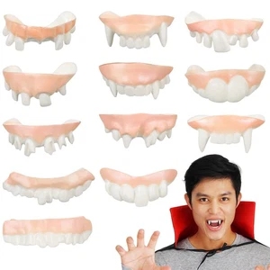 12 Pcs Prank Fake Teeth Cosplay Fangs Funny Teeth Props Halloween Dress Up - Picture 1 of 11