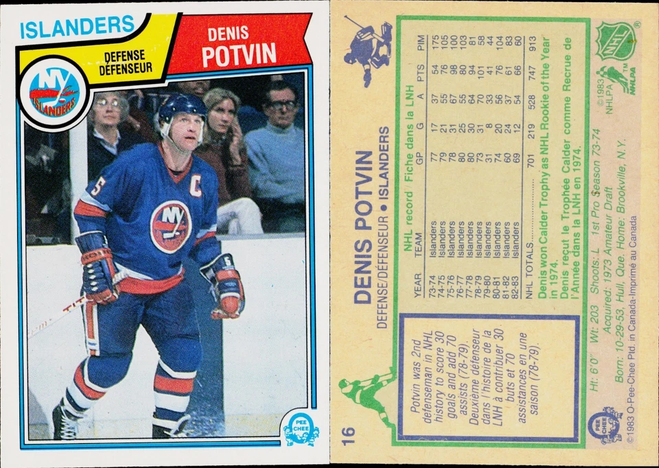 1983-84 O-Pee-Chee Hockey Card #16 Denis Potvin - Image 1 of 1