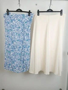 M&S 2Pcs Bundle Size 18 Ivory A-Line Skirt Blue Floral Midi Skirt NEW F2 - Picture 1 of 10