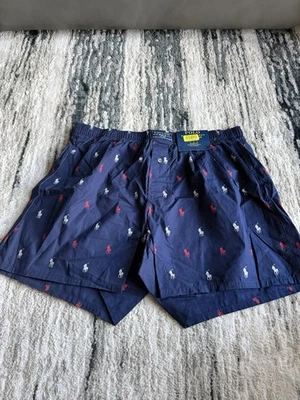 Polo Ralph Lauren Calce Clásico Boxer Shorts Para Hombre L Azul Marino Blanco Rojo Estampado Algodón Foto 1 de 4