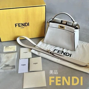 FENDI White Leather Peekaboo Mini Bag Strap Made in Italy w/ Box and Papers - Picture 1 of 15