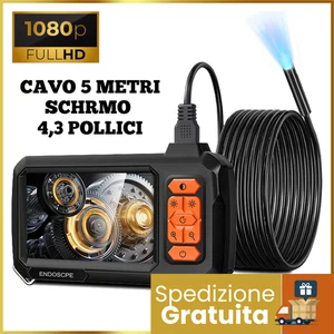 Telecamera Endoscopica 5M 1080P Display 4,3 Pollici Sonda LED per Ispezione Tubi - Foto 1 di 9