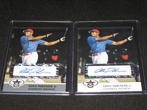 LOT (2) CHRIS ROBERSON SIGNED CERTIFIED AUTHENTIC BASEBALL ROOKIE CARDS 57/100 - Picture 1 of 5