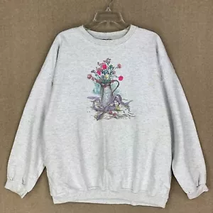Suéter Vintage Northern Reflections 2X Pullover Mujer Gris Floral Cuello Redondo - Imagen 1 de 24