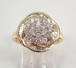 2.20 Ct Round Cut Simulated Diamond Cluster Wedding Ring 14k Yellow Gold Plated