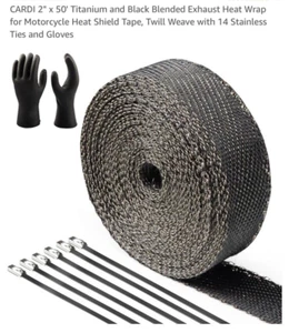 Cycle Performance Exhaust Wrap 2" x 25' Natural/Metallic Silver Ties - Picture 1 of 11