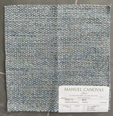 Manuel Canovas Biot Celeste Blue Fabric Sample 9x9" - Image 1 of 2