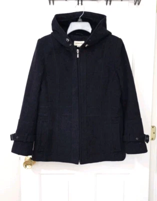 Abrigo pequeño grande negro carbón para mujer St Johns Bay LANA CACHEMIR cremallera Foto 1 de 4