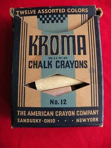 Caja de lápices de tiza vintage KROMA lápiz americano antiguo fiel Sandusky Nueva York - Imagen 1 de 3