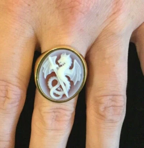 ESPECTACULAR, NUEVO CON ETIQUETAS, DVA HECHO A MEDIDA, ANILLO CAMAFEO DRAGÓN 18K EN ORO 18K! - Imagen 1 de 5