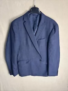 50R Lauren Ralph Lauren Blue Glen Plaid 15% Linen 2 Button Sport Coat Slim Fit - Picture 1 of 13
