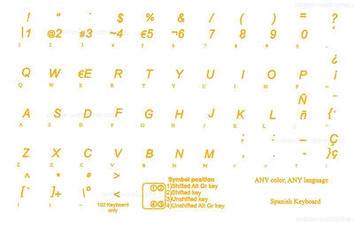 Spanish Transparent keyboard sticker  Yellow letters Online-Welcome - Image 1 of 4