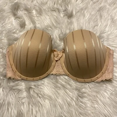 Sujetador Felina 36D color tostado a rayas sin tirantes con aros cierre trasero 91084 Foto 1 de 4