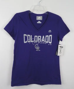 Womens MLB Colorado Rockies Short Sleeve Shirt Size S Purple NWT - Picture 1 of 5