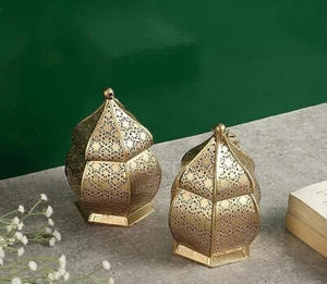 2 Pc Set Handmade Moroccan Table Lamps, Candle Holder Bedside Floor Night Lights - Picture 1 of 5