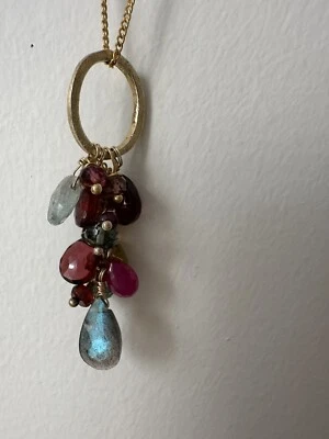 "Collar Alexis Bittar Piedras Azules Granate Rojo Plata de Ley 925 Oro 16-19""" Foto 1 de 4