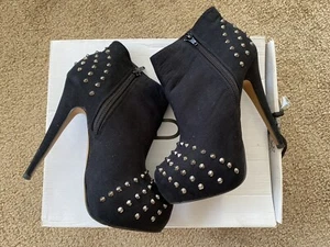 Aldo Ankle Boots Women's Size 37 Glancy Studded Suede Black - Picture 1 of 4