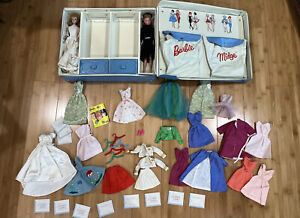 Barbie and Midge 1963 Mattel Doll Case With Dolls And Lots Of Vintage Clothing