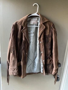 Schott RANCHER Vintage Western Fringe Leather Coat Jacket 14 Dark Brown - Picture 1 of 11