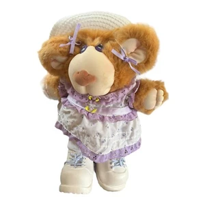 Vintage 1985 Furskins Coleco  Plush Lila Claire Bear Lilac 14” With Shoes & Hat - Picture 1 of 4