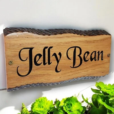 Personalised Oak Carved  Wooden Home Number Name Sign Plaque Outdoor 200x350mm - Image 1 of 4