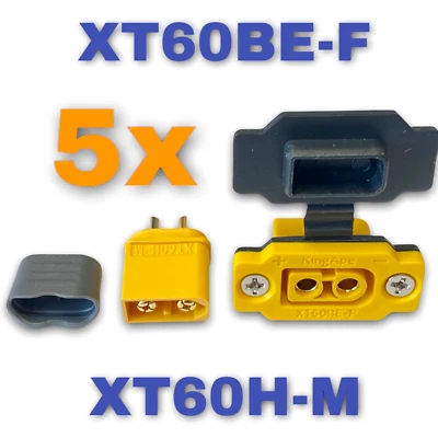 ✅ 5x Paar XT60E-F Einbaustecker + XT60H + Gummikappe + Schrauben XT60 Stecker ✅ - Bild 1 von 4