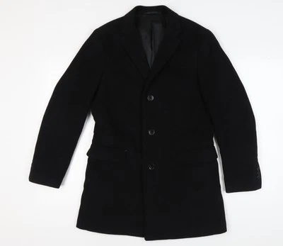 Uniqlo Men's Black Wool-Cashmere Overcoat M - Image 1 of 4