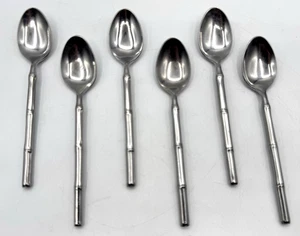 Lote de 6 cucharaditas de bambú Stanley Roberts TIBURON 6 5/8" acero inoxidable Japón - Imagen 1 de 5
