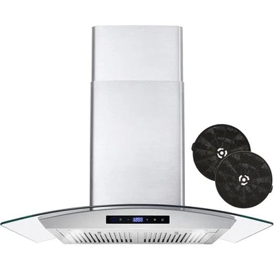 Cosmo 30" 380 CFM Ductless Wall Mount Range Hood Kitchen Hood in Stainless Steel - Image 1 of 3