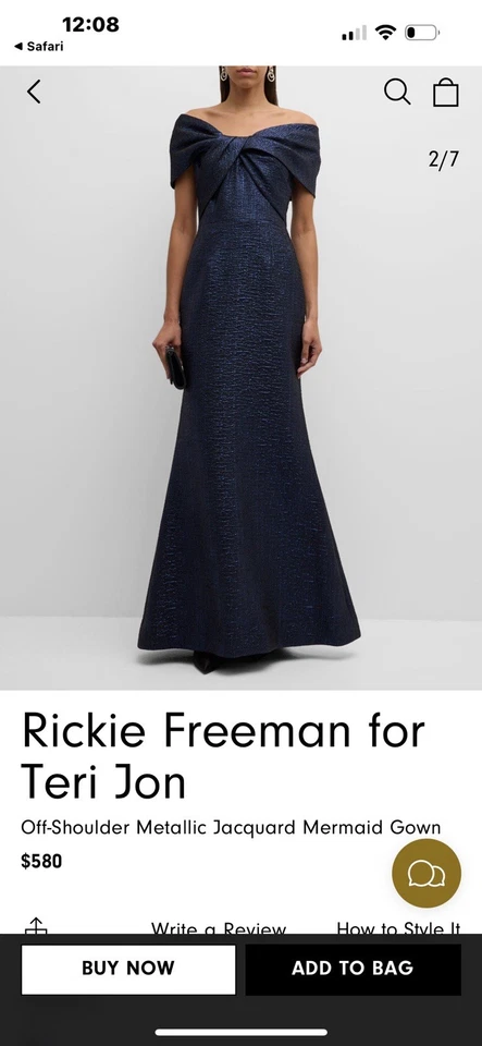 Maxi Vestido RickieFreeman Terri Jon Mujer Azul Talla 16 Nuevo Sin Etiquetas Foto 1 de 1