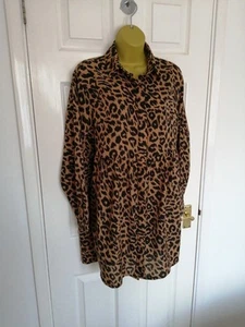 MISSGUIDED Gorgeous Oversized Shirt Dress Animal Print Size UK 8 (or UK 10) VGC - Picture 1 of 7