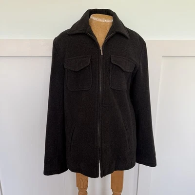Vintage J. Crew Wool Jacket Mens Size Large Full Zip Up Classic Pockets Black - Image 1 of 4