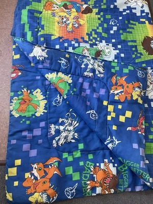 Vintage Digimon Reversible Queen Comforter Blanket 58x 84 Inch Digimon Adventure - Image 1 of 4