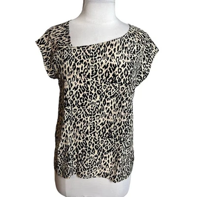 Top cuello asimétrico estampado leopardo seda Tucker talla XS Foto 1 de 4