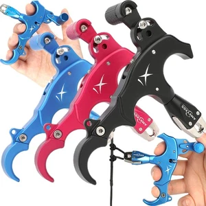 3/4 Finger Release Aids Compound Bow Grip Thumb Trigger Caliper Archery Hunting - Picture 1 of 15