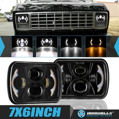 Par de faros LED de 7x6" de haz alto bajo para International Harvester 9900 9200 9400i Foto 1 de 4