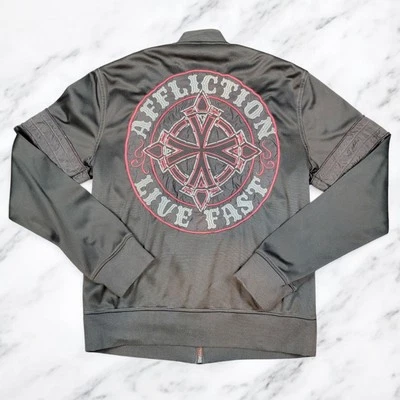 Abrigo Chaqueta Para Hombre Mediano Affliction Negro Premium Hebilla Live Fast Cremallera Completa Foto 1 de 4