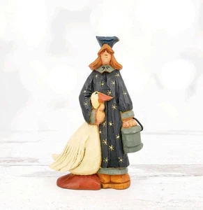 Williraye Studio Woman Holding A Goose & Blue Bird Figurine #WW2730 4.5" - Picture 1 of 6