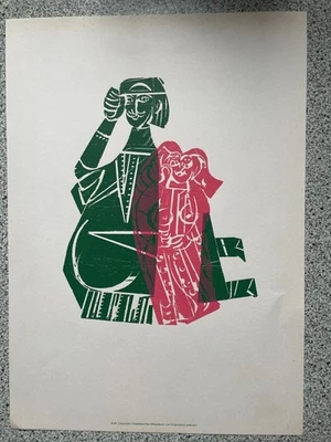 HAP Grieshaber, "Ungleiches Paar" Farbholzschnitt - Bild 1 von 2