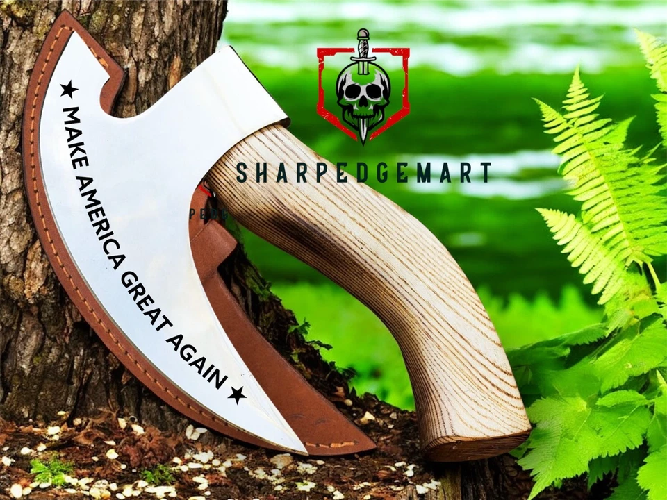 pizza cutter axe, Viking axe, Fist axe, best gift for him, Maga Trump Gifts - Image 1 of 4