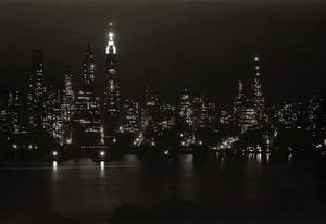 Riproduzione Foto Antica - New York USA di Notte Raschietto Cielo Skyline - Bild 1 von 3