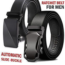Men's Ratchet Belt Microfiber Leather Belts with Slide Automatic Buckle for Men