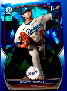 WYATT CROWELL💎2023 BOWMAN CHROME 💎DRAFT SAPPHIRE 1ST DODGERS BDC-63 - Picture 1 of 2